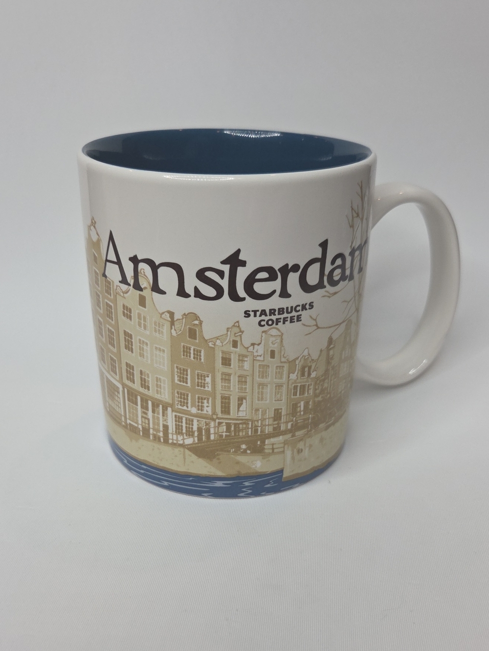 Starbucks Amsterdam Ceramic Mug - White, Beige & Blue Interior